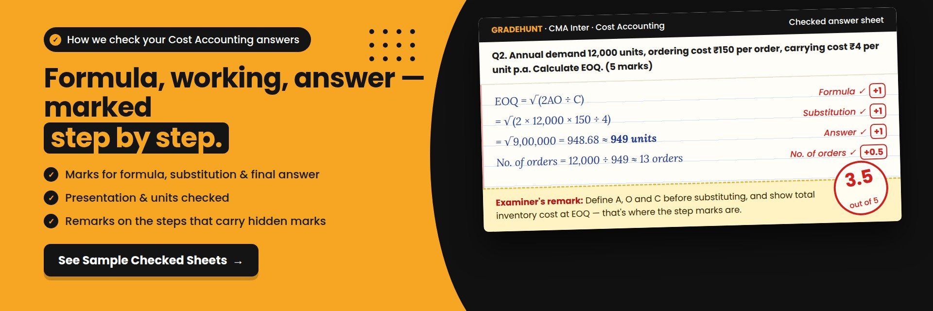CMA Inter Cost Accounting checked answer sheet – desktop banner