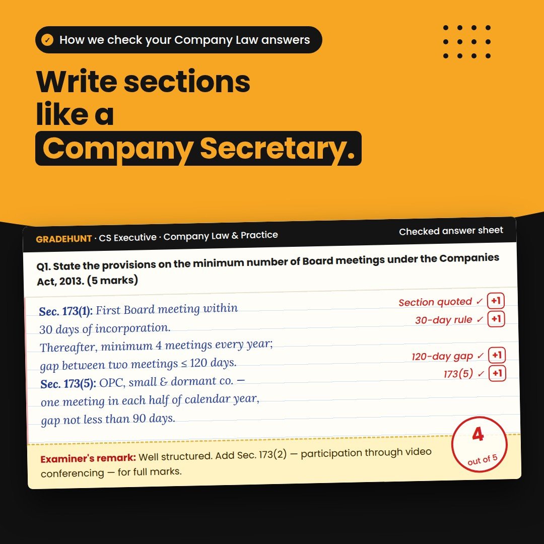 CS Executive Company Law checked answer sheet – mobile banner
