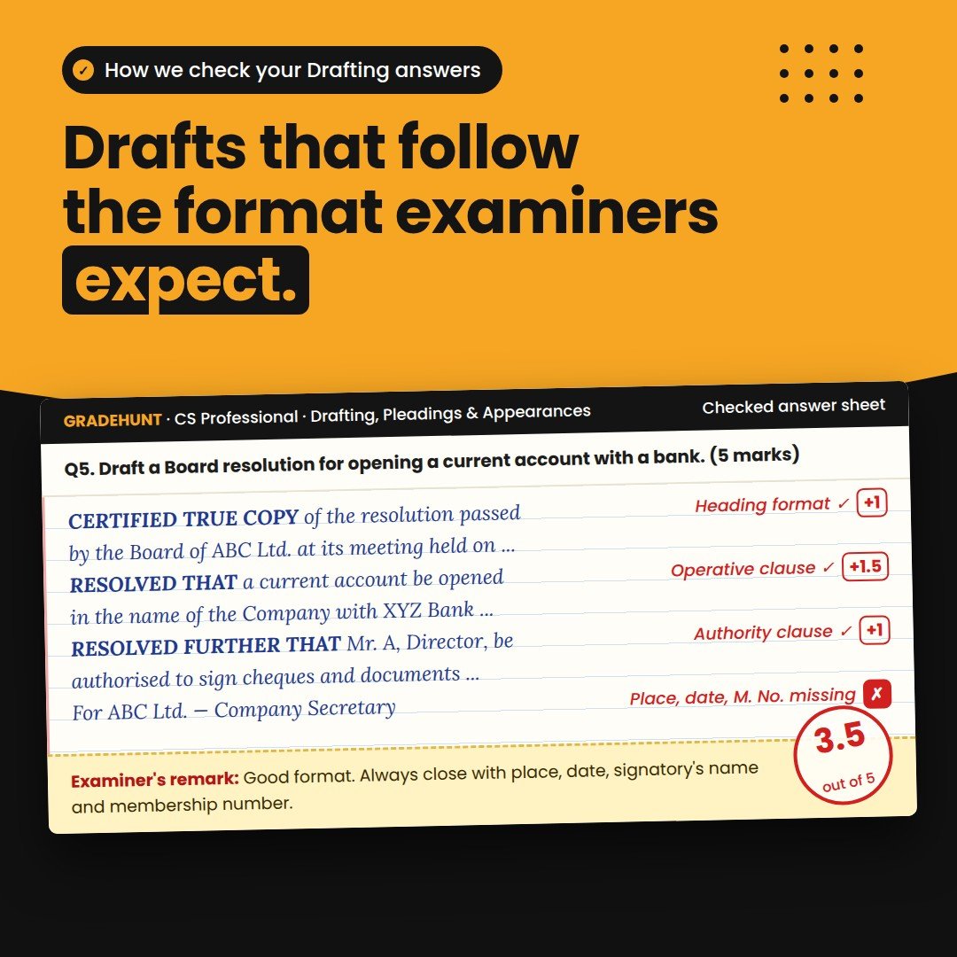 CS Professional Drafting checked answer sheet – mobile banner
