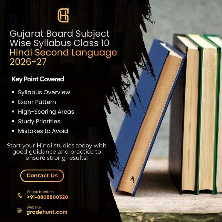 Gujarat Board Subject Wise Syllabus Class 10 Hindi Second Language 2026-27