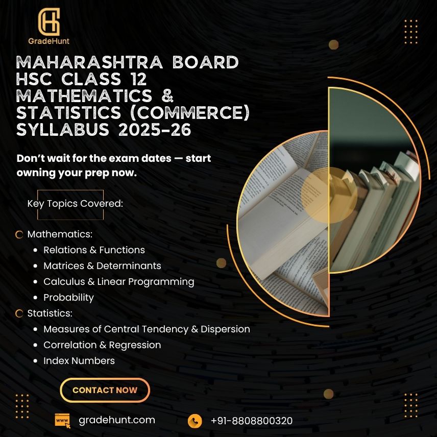 Maharashtra Board HSC Class 12 Mathematics & Statistics (Commerce) Syllabus 2025–26