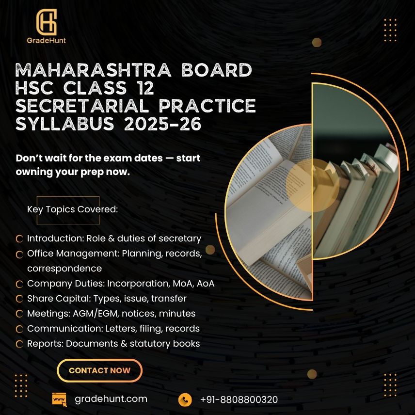Maharashtra Board HSC Class 12 Secretarial Practice Syllabus 2025–26