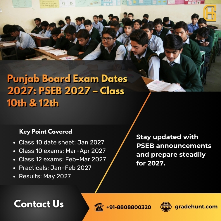 Punjab Board Exam Dates 2027: PSEB 2027 – Class 10th & 12th